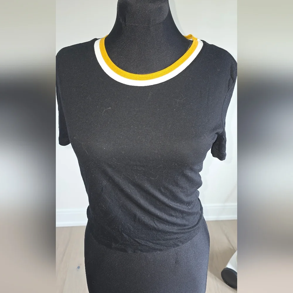 Zara Trafaluc Black Fitted Cropped Plain Short Sleeve Tee S - Picture 7 of 11
